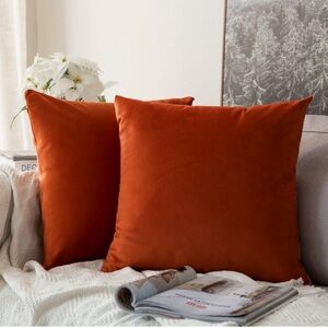 Velvet Accent Pillow in Rich Orange